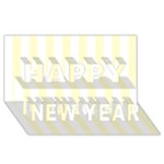Vertical Stripes - White and Cream Yellow Happy New Year 3D Greeting Card (8x4)