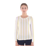 Vertical Stripes - White and Blond Yellow Women s Long Sleeve T-shirt