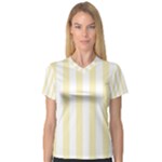 Vertical Stripes - White and Blond Yellow Women s V-Neck Sport Mesh Tee