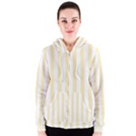 Vertical Stripes - White and Blond Yellow Women s Zipper Hoodie
