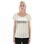 Vertical Stripes - White and Blond Yellow Women s Cap Sleeve Top