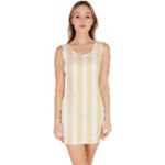 Vertical Stripes - White and Blond Yellow Bodycon Dress