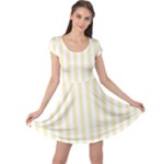 Vertical Stripes - White and Blond Yellow Cap Sleeve Dress