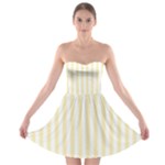 Vertical Stripes - White and Blond Yellow Strapless Bra Top Dress