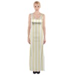 Vertical Stripes - White and Blond Yellow Maxi Thigh Split Dress