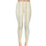 Vertical Stripes - White and Blond Yellow Women s Leggings