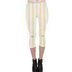 Vertical Stripes - White and Blond Yellow Capri Leggings