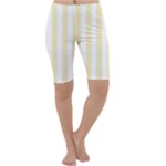 Vertical Stripes - White and Blond Yellow Cropped Leggings