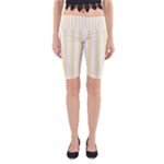 Vertical Stripes - White and Blond Yellow Yoga Cropped Leggings