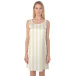 Vertical Stripes - White and Blond Yellow Sleeveless Satin Nightdress