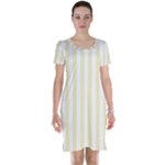 Vertical Stripes - White and Blond Yellow Short Sleeve Nightdress