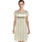 Vertical Stripes - White and Blond Yellow Cap Sleeve Nightdress