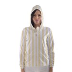 Vertical Stripes - White and Blond Yellow Hooded Wind Breaker (Women)