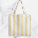 Vertical Stripes - White and Blond Yellow Zipper Grocery Tote Bag