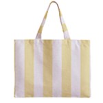 Vertical Stripes - White and Blond Yellow Zipper Mini Tote Bag
