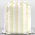 Vertical Stripes - White and Blond Yellow Drawstring Bag (Large)