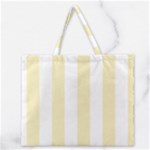Vertical Stripes - White and Blond Yellow Zipper Large Tote Bag
