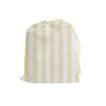 Vertical Stripes - White and Blond Yellow Drawstring Pouch (L)