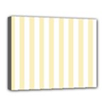 Vertical Stripes - White and Blond Yellow Canvas 14  x 11  (Stretched)