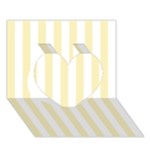 Vertical Stripes - White and Blond Yellow Heart 3D Greeting Card (7x5)