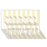 Vertical Stripes - White and Blond Yellow Happy New Year 3D Greeting Card (8x4)
