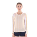 Vertical Stripes - White and Navajo White Yellow Women s Long Sleeve T-shirt