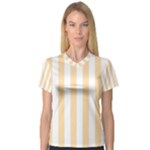 Vertical Stripes - White and Navajo White Yellow Women s V-Neck Sport Mesh Tee