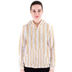 Vertical Stripes - White and Navajo White Yellow Women s Zipper Hoodie