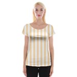 Vertical Stripes - White and Navajo White Yellow Women s Cap Sleeve Top