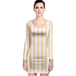 Vertical Stripes - White and Navajo White Yellow Long Sleeve Bodycon Dress