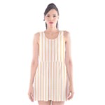 Vertical Stripes - White and Navajo White Yellow Scoop Neck Skater Dress