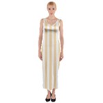 Vertical Stripes - White and Navajo White Yellow Fitted Maxi Dress