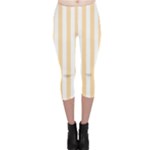 Vertical Stripes - White and Navajo White Yellow Capri Leggings
