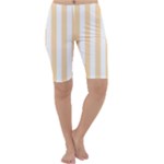 Vertical Stripes - White and Navajo White Yellow Cropped Leggings