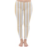Vertical Stripes - White and Navajo White Yellow Winter Leggings