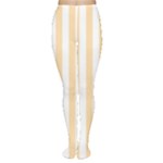 Vertical Stripes - White and Navajo White Yellow Women s Tights