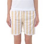 Vertical Stripes - White and Navajo White Yellow Women s Basketball Shorts