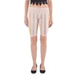 Vertical Stripes - White and Navajo White Yellow Yoga Cropped Leggings