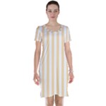 Vertical Stripes - White and Navajo White Yellow Short Sleeve Nightdress