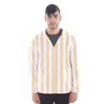 Vertical Stripes - White and Navajo White Yellow Hooded Wind Breaker (Men)