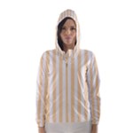 Vertical Stripes - White and Navajo White Yellow Hooded Wind Breaker (Women)