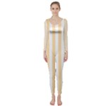 Vertical Stripes - White and Navajo White Yellow Long Sleeve Catsuit