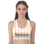 Vertical Stripes - White and Navajo White Yellow Women s Sports Bra