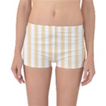 Vertical Stripes - White and Navajo White Yellow Reversible Boyleg Bikini Bottoms