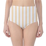 Vertical Stripes - White and Navajo White Yellow High-Waist Bikini Bottoms