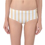 Vertical Stripes - White and Navajo White Yellow Mid-Waist Bikini Bottoms