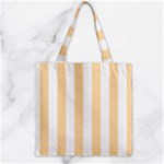 Vertical Stripes - White and Navajo White Yellow Zipper Grocery Tote Bag