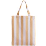 Vertical Stripes - White and Navajo White Yellow Zipper Classic Tote Bag