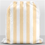 Vertical Stripes - White and Navajo White Yellow Drawstring Bag (Large)
