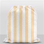 Vertical Stripes - White and Navajo White Yellow Drawstring Bag (Small)
